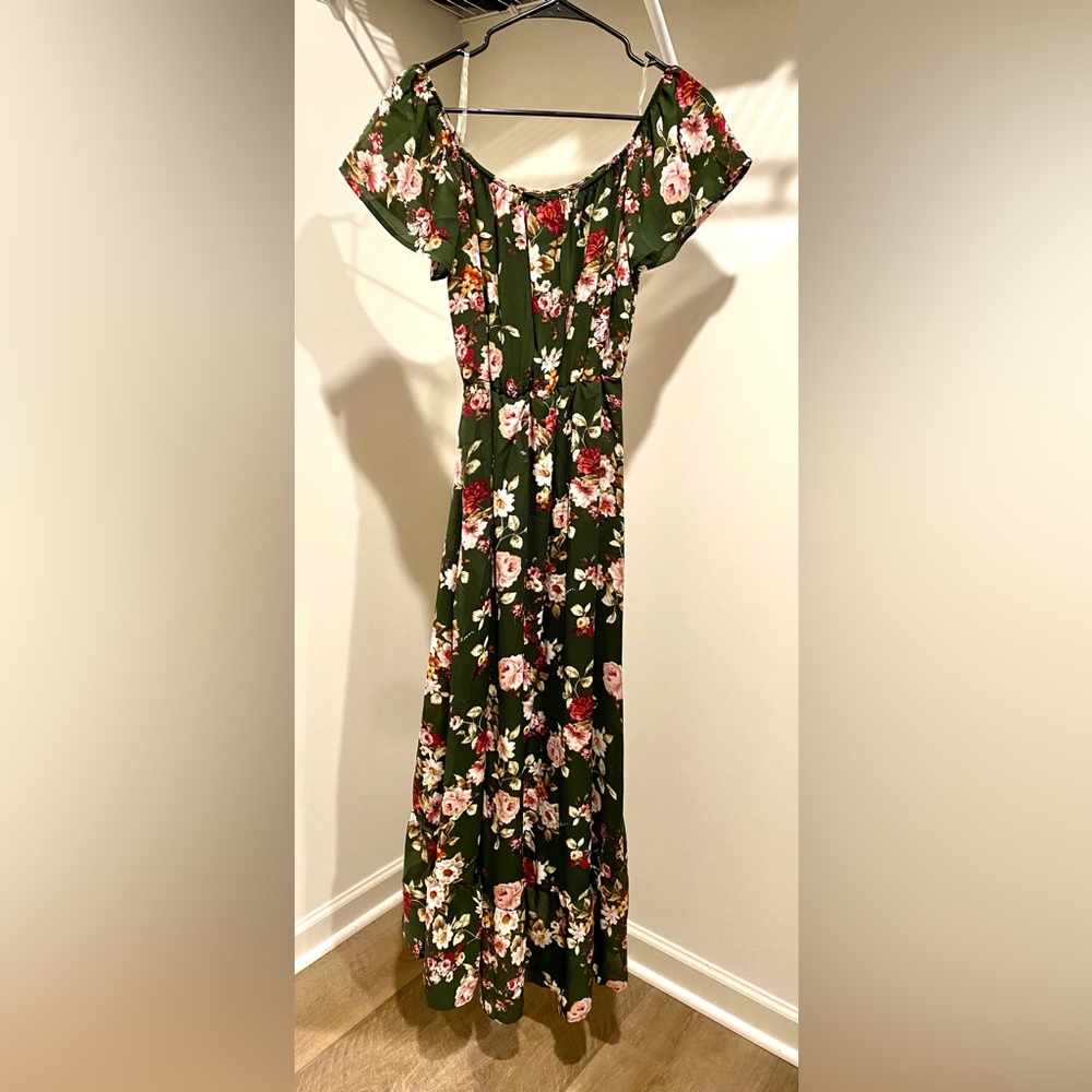 Green Floral Maxi Dress